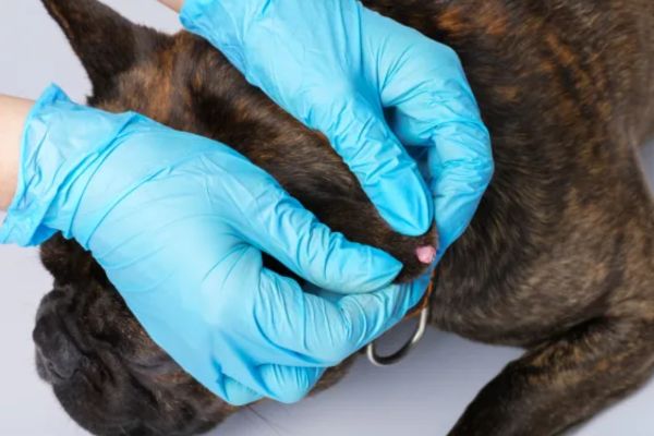 verrugas en la piel de un perro